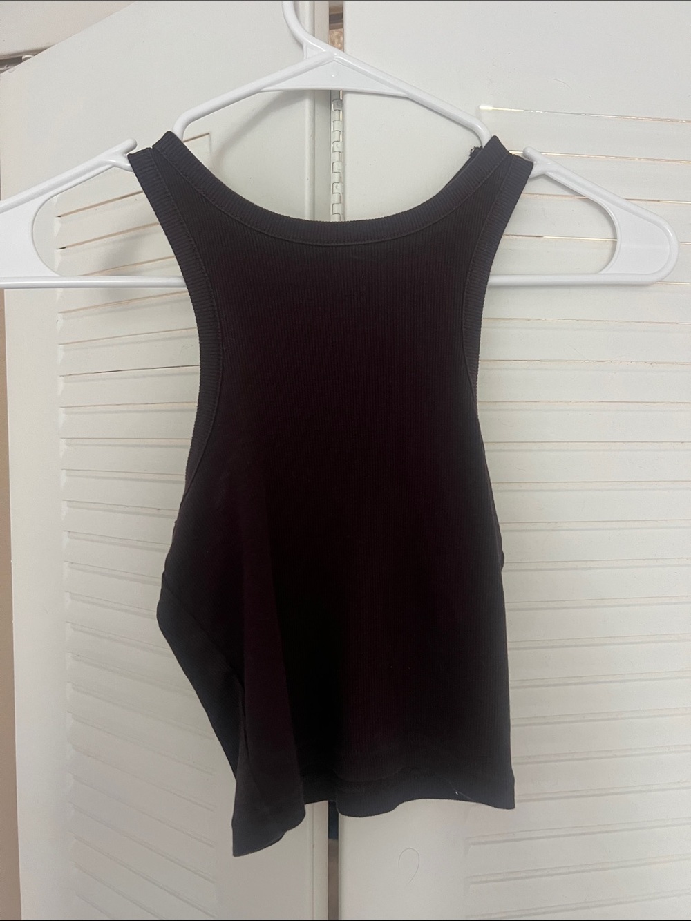 Black Ribbed Racerback Tank Top - Women's